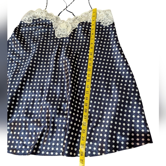 Victoria's Secret Gold Label Dress Vintage Navy Cream Polka Dot Chemise Lingerie - Picture 5 of 6